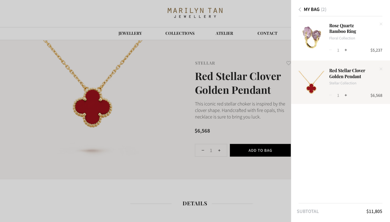 Jewellery website showcase