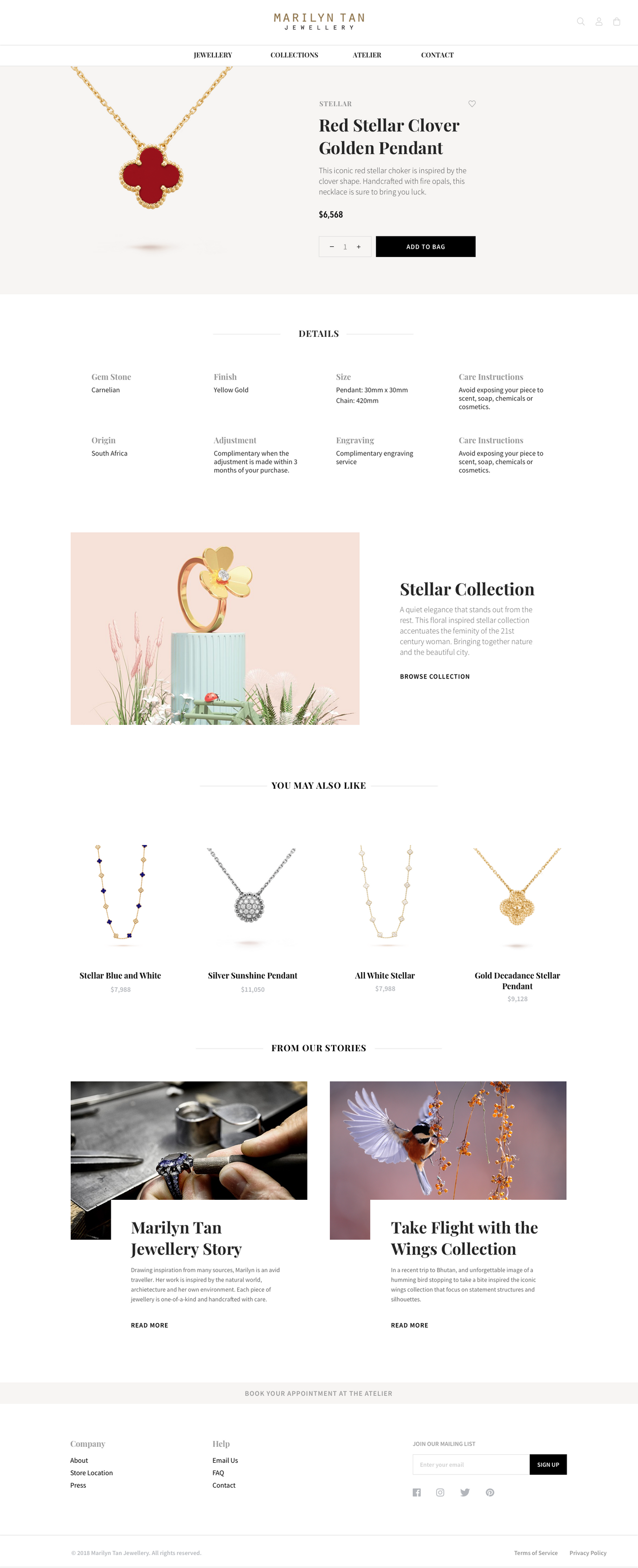 Marilyn Tan jewellery website showcase