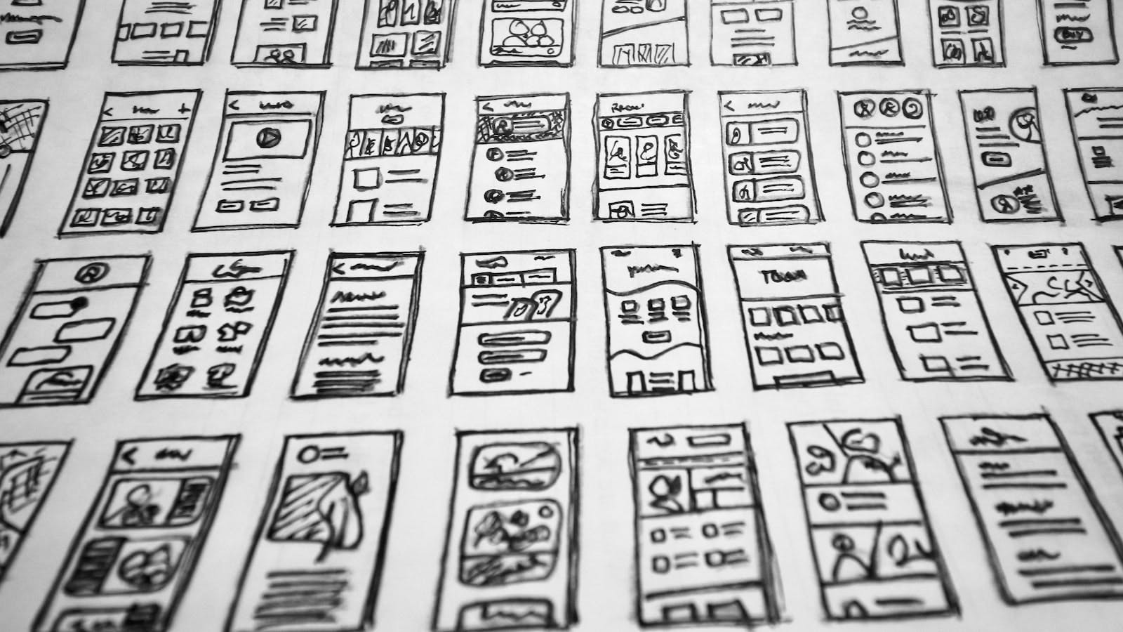 Paper with wireframe sketches